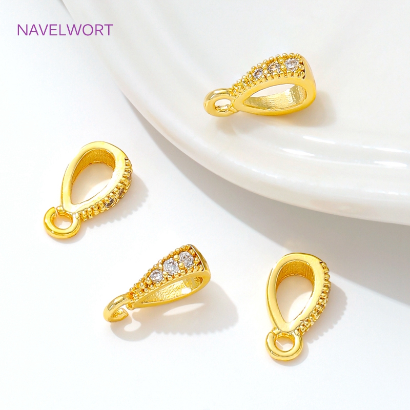 Gold Plated Ring - 14K/18K ชุบทองจี้ zircon กับแหวนทองเหลืองจี้ BAIL เชื่อมต่อสร้อยคอ