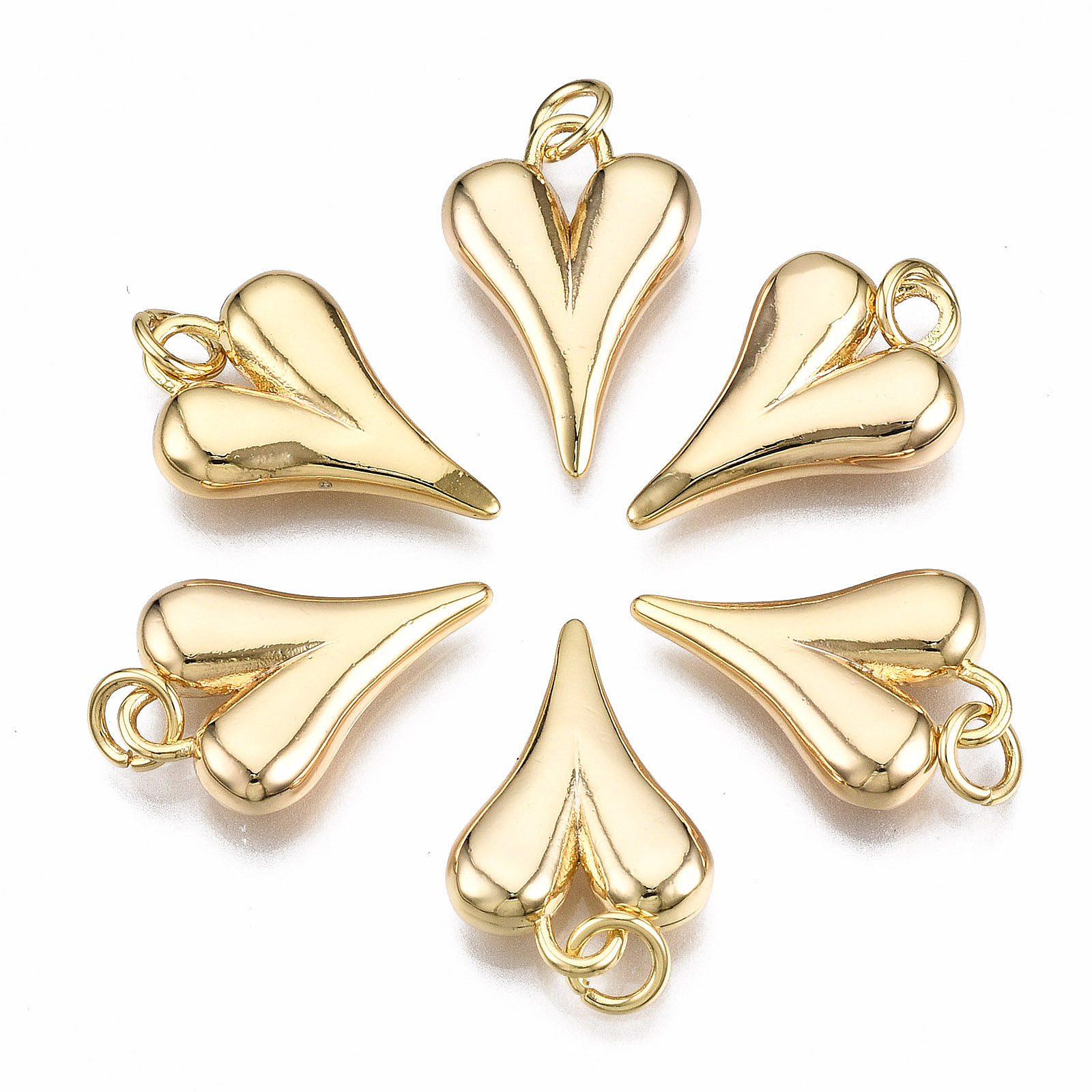 Gold Plated Ring - จี้รูปหัวใจทองเหลือง 30 ชิ้น พร้อมห่วงคล้อง ชุบทอง 18K