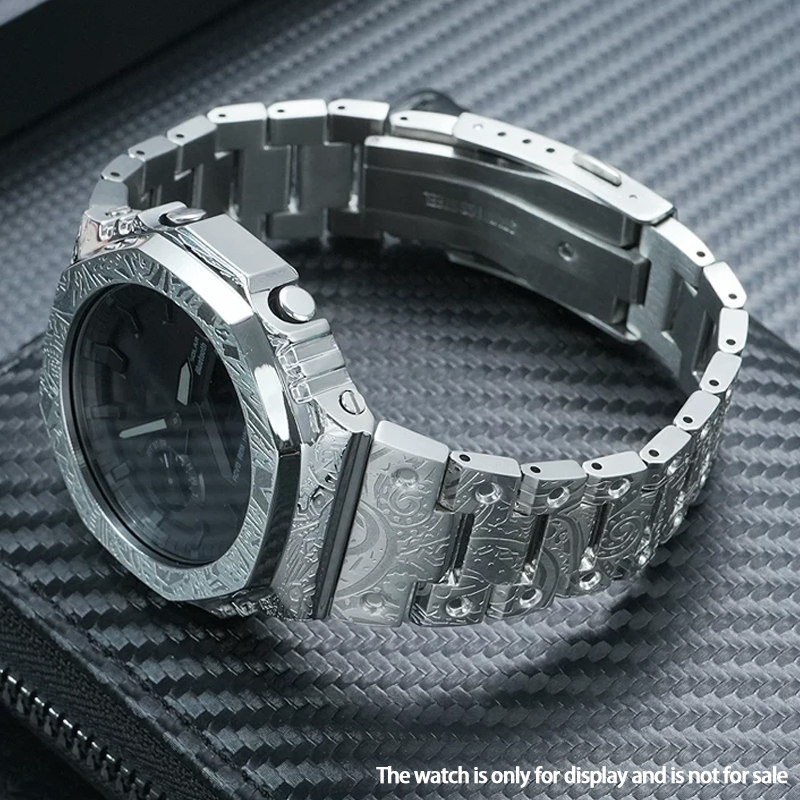 Casio Watch G-Shock Ga-2100 - อะไหล่เปลี่ยนตัวเรือนและสายสแตนเลสสตีลลายเพสลีย์วินเทจ สำหรับตกแต่งนาฬิกา Casio GA-2100 & GA-2110