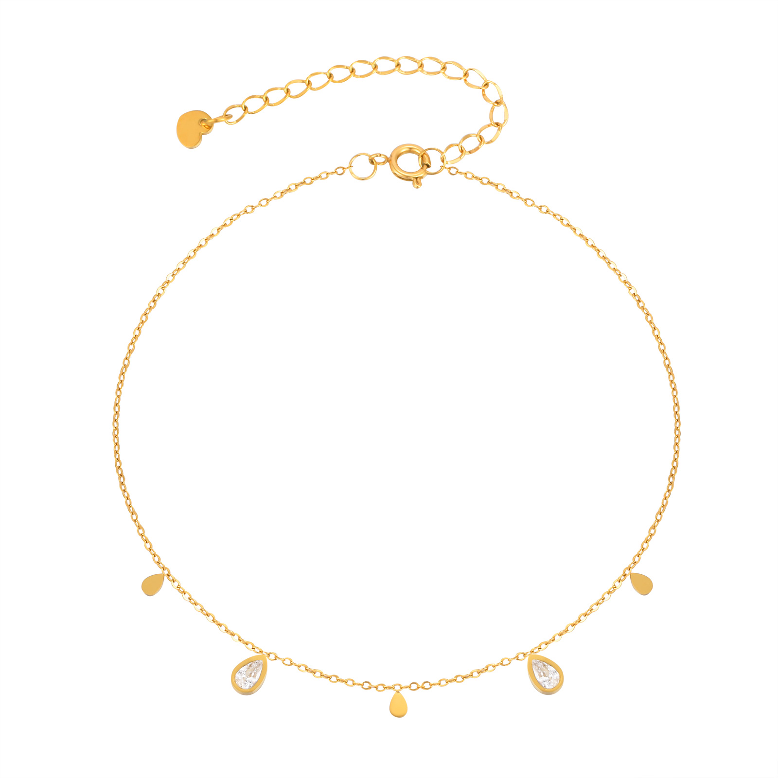 Jc Jewelry & Watches Photos - Dainty Water Drop Zircon Anklet สําหรับผู้หญิง,ทองสีสแตนเลสสตีล