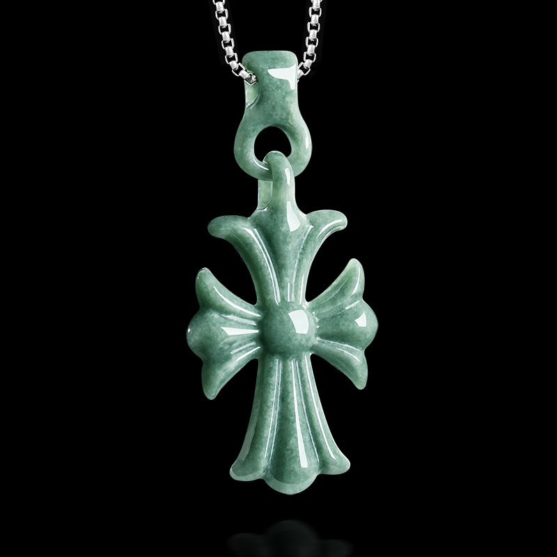 Jewelry & Watches Spółka Z Ograniczoną Odpowiedzialnością Sp Z Oo - จี้สร้อยคอหยกพม่าแท้รูปทรงกางเขน เครื่องประดับดีไซเนอร์ อัญมณีแท้ หยกแท้ สไตล์วินเทจ ของขวัญหรูหราสำหรับผู้หญิง