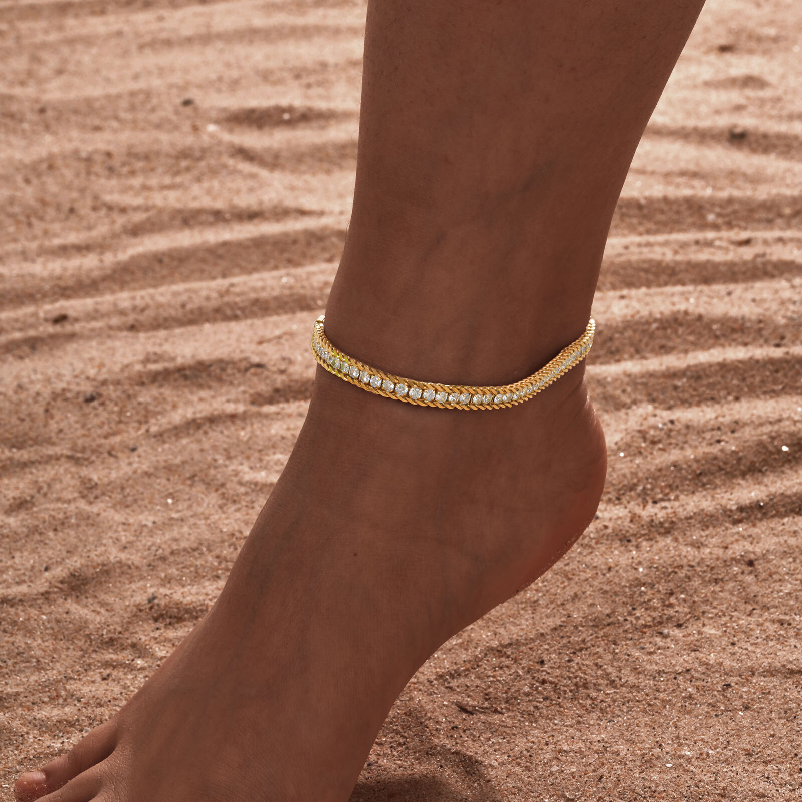Jc Jewelry & Watches Photos - VnoxสแตนเลสสีขาวZirconผู้หญิงAnklets Minimalist Beach Holiday Daintyข้อเท้ากันน้ําเครื่องประดับของขวัญหญิง