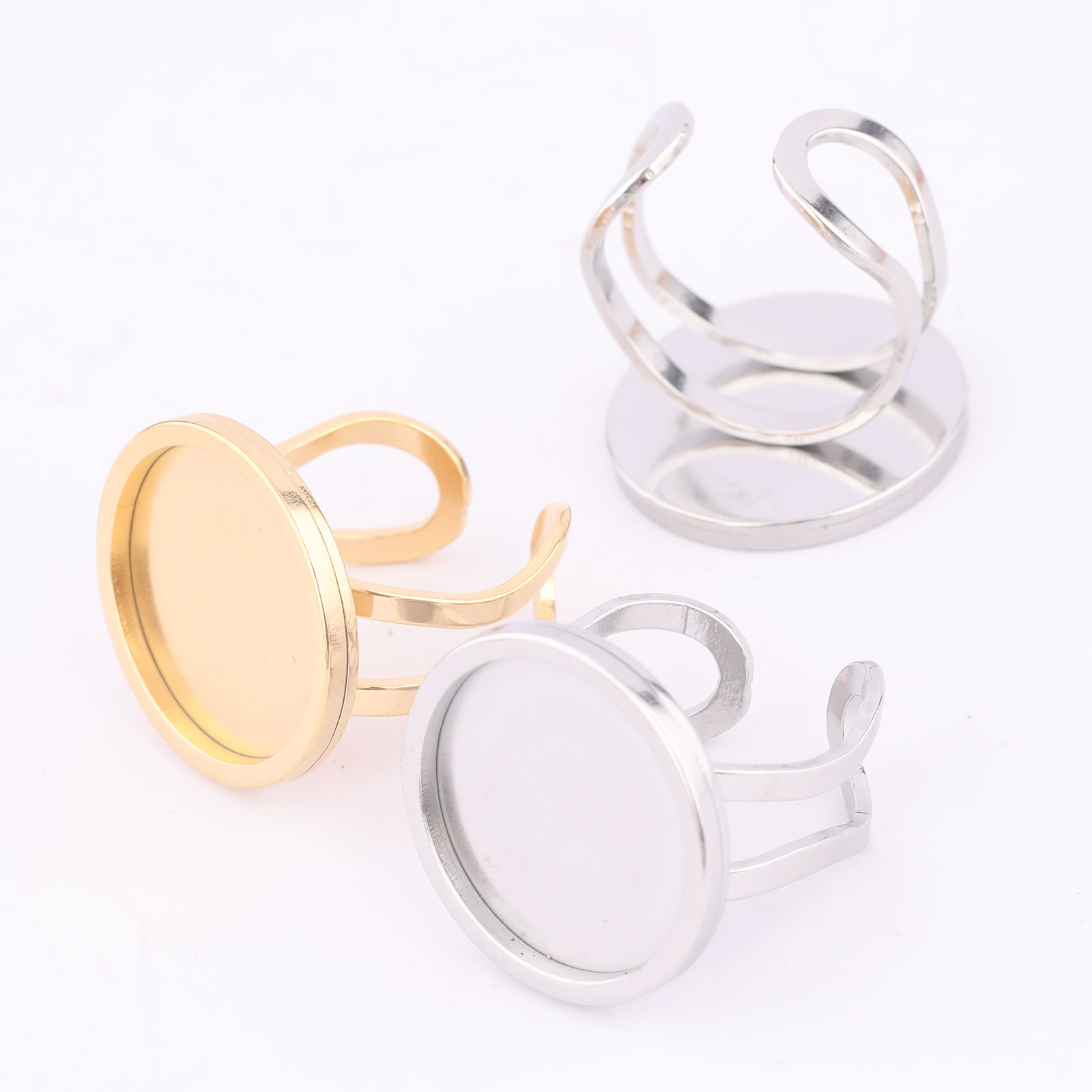 Gold Plated Ring - 5pcs 18mm รอบ Cabochon แหวน BEZEL