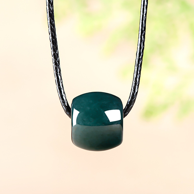 Jewelry & Watches Spółka Z Ograniczoną Odpowiedzialnością Sp Z Oo - จี้สร้อยคอหยกพม่าแท้สีน้ำเงินเข้ม ลวดลายทางน้ำ พร้อมใบรับรองของแท้