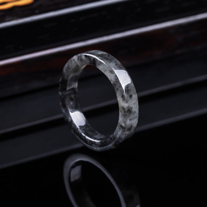 Jewelry & Watches Spółka Z Ograniczoną Odpowiedzialnością Sp Z Oo - หยกพม่าเกรด A แท้, แหวนหยกดำชนิดน้ำแข็ง, เครื่องประดับสำหรับผู้ชายและผู้หญิง, ของขวัญหยกอเนกประสงค์