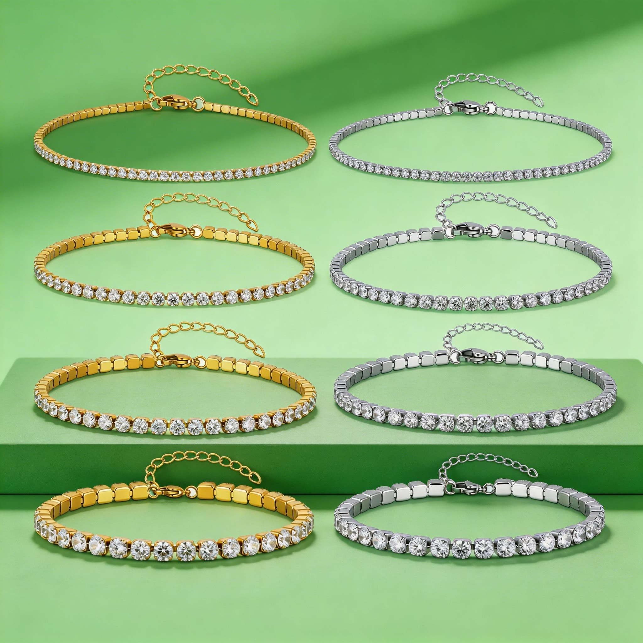 Jc Jewelry & Watches Photos - สร้อยข้อเท้าเพชรซิคอนหรูหราขนาด 2/3/4/5 มม. สำหรับผู้หญิง, สร้อยข้อเท้าสแตนเลสประดับเพชรซิคอน, ของขวัญเครื่องประดับสวยงาม