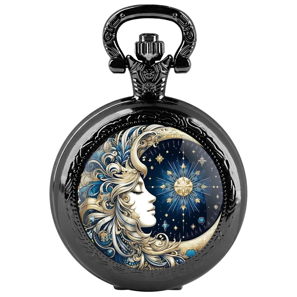 Unique Jewelry Watches - Sun และ Moon GoddessQuartz นาฬิกาพ็อกเก็ตสําหรับผู้หญิงผู้ชายเด็กที่ไม่ซ้ํากัน Vintage