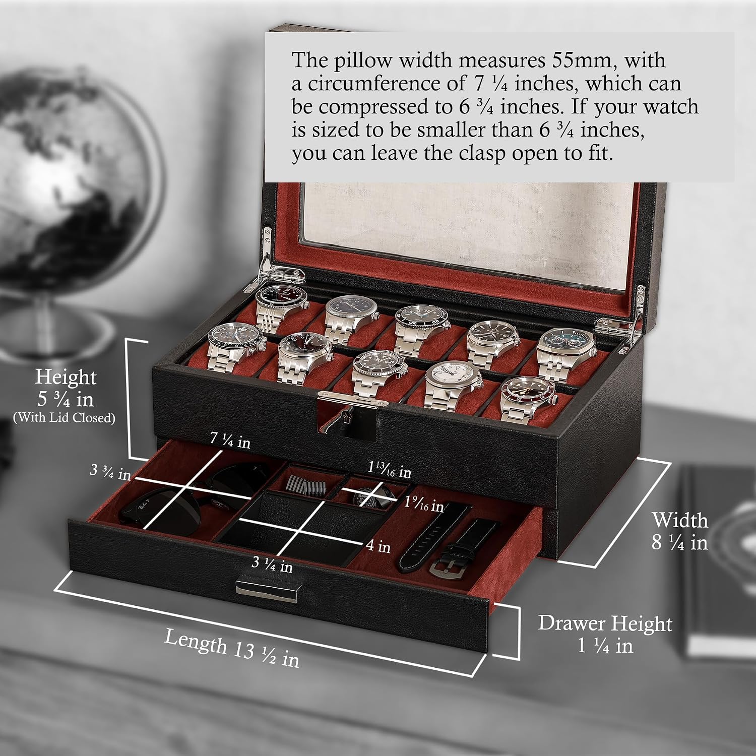 กล่องใส่นาฬิกา 10 ช่อง ทำจากหน - Jewelry Box Organizer Watches บทวิจารณ์และราคา