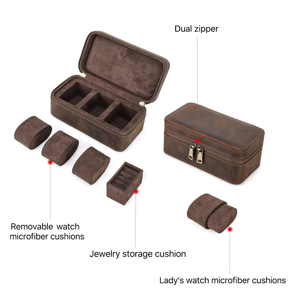 กล่องเก็บนาฬิกาหนังแท้แบบวินเท - Jewelry Box Organizer Watches บทวิจารณ์และราคา