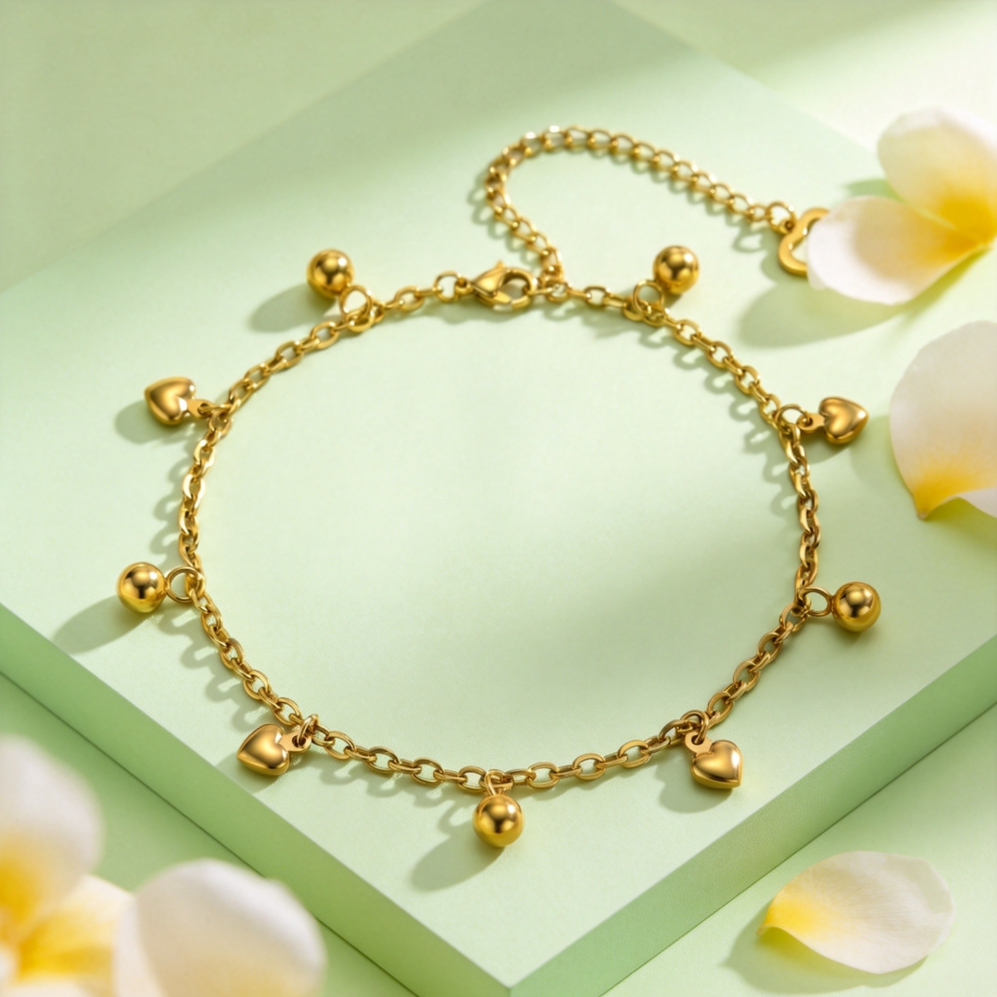 สร้อยข้อเท้ารูปหัวใจประดับลูกป - Jc Jewelry & Watches Photos บทวิจารณ์และราคา