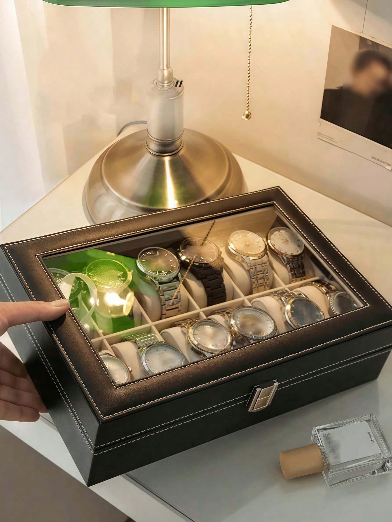 กล่องใส่นาฬิกาหนังพร้อมกุญแจล็ - Jewelry Box Organizer Watches บทวิจารณ์และราคา